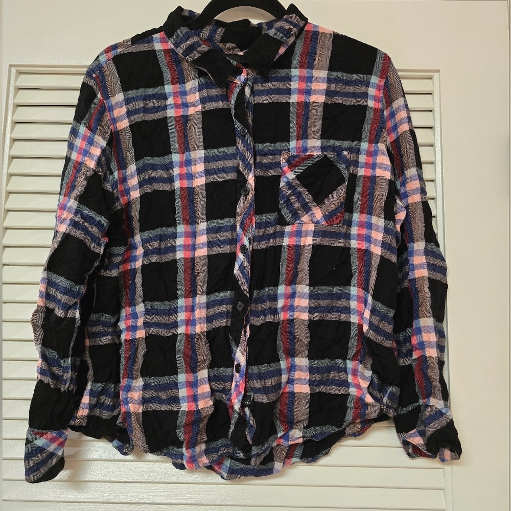 Rails - Plaid Metallic Thread Flannel  Long-Sleeve Casual Button Top